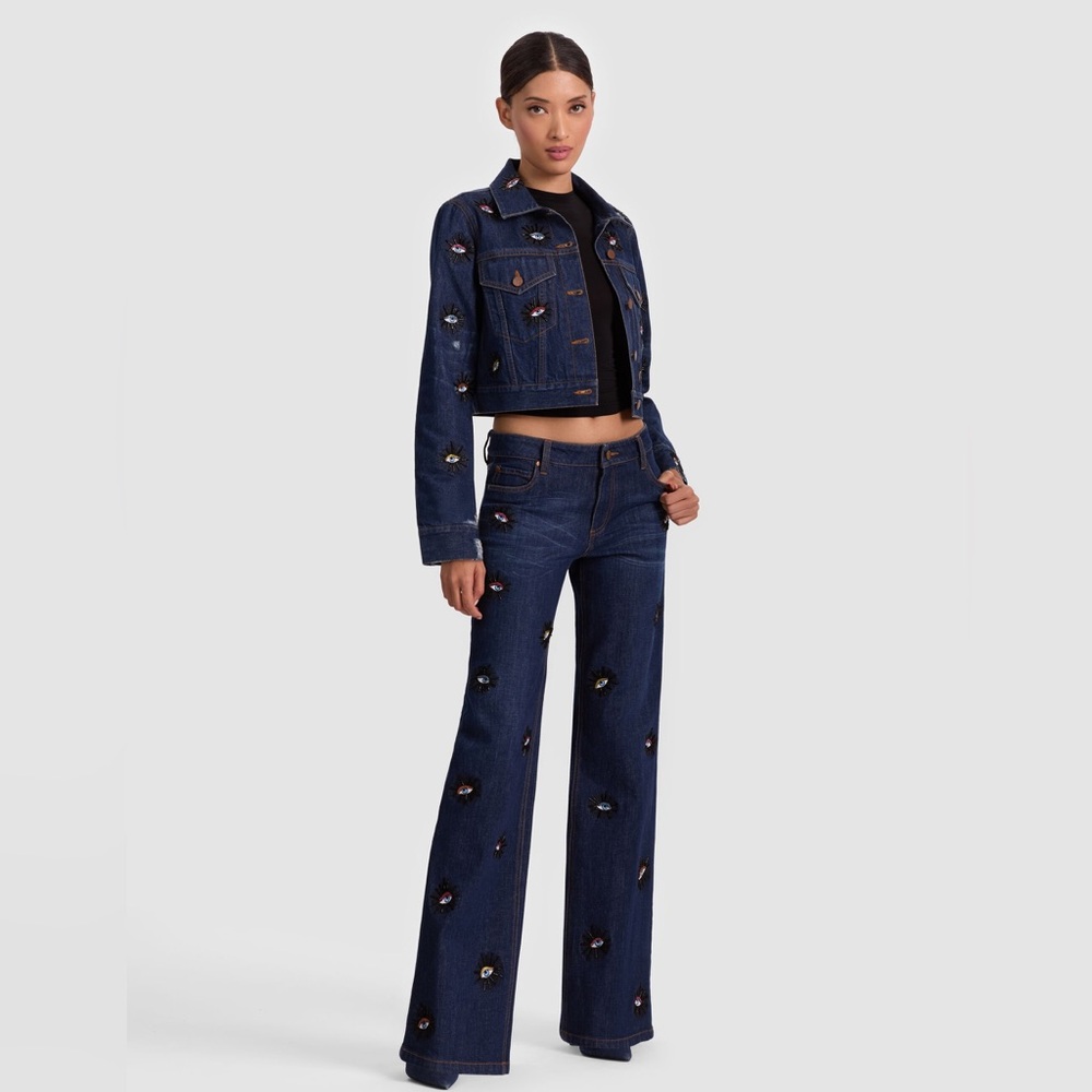 NWOT Alice + Olivia ROXIE EMBELLISHED JEAN - Picture 2 of 12